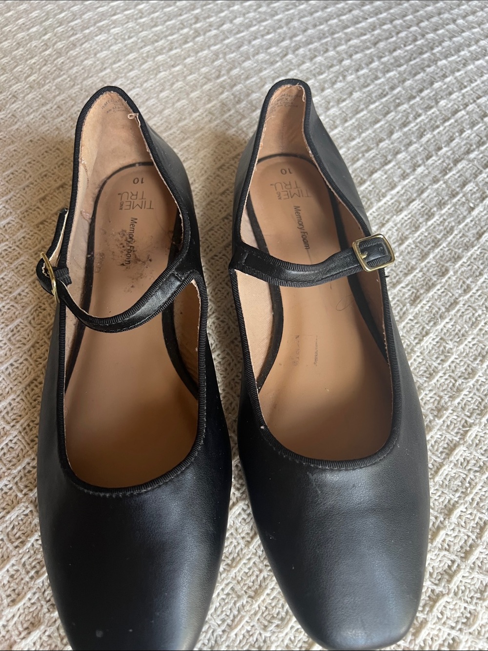 Time and Tru Black Mary Jane Flats with Buckle